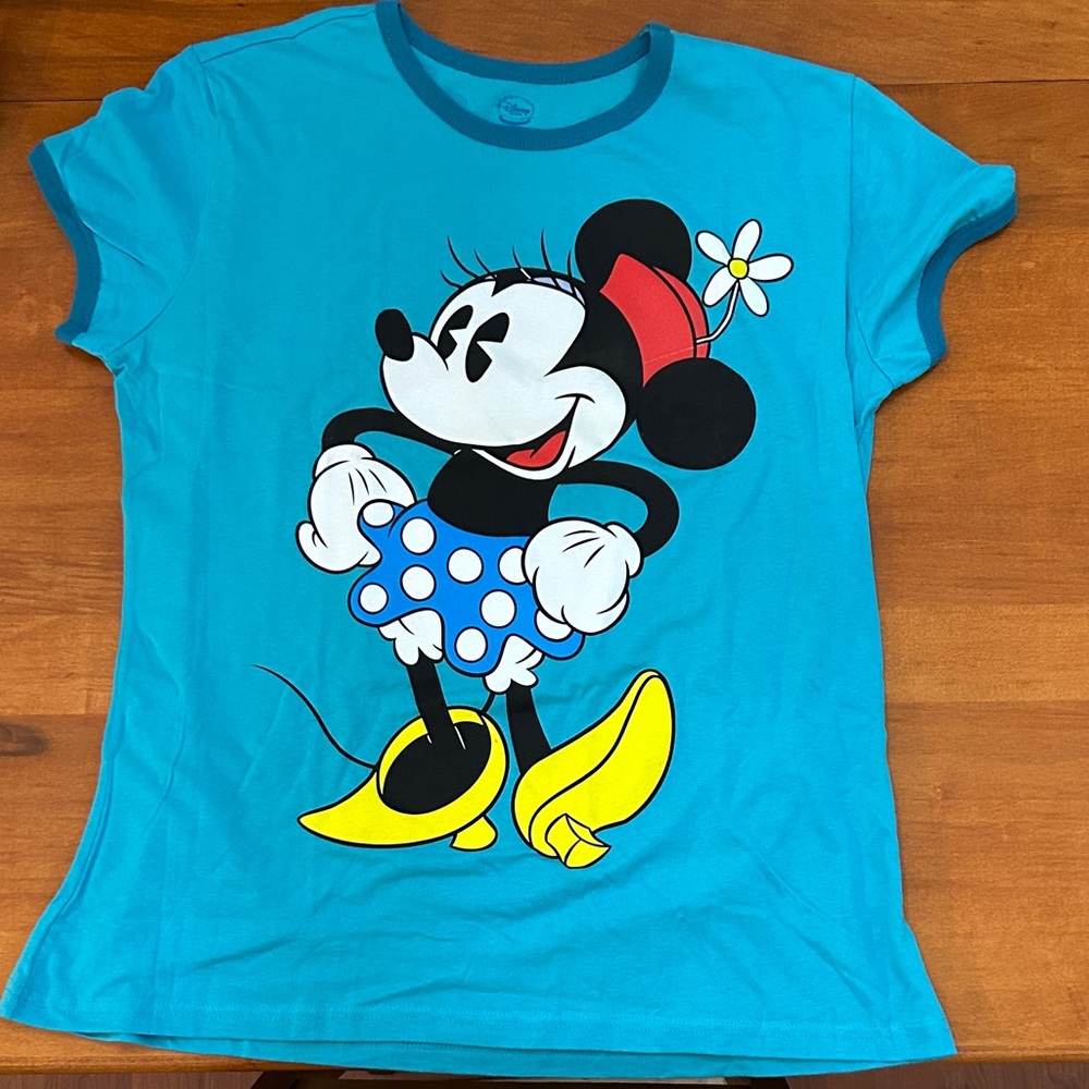 Vintage Disney Minnie Mouse Ringer Turquoise T-shirt Women's Size L